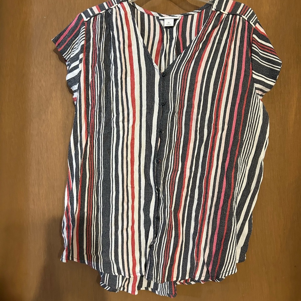 Chic Striped Button-Up Blouse